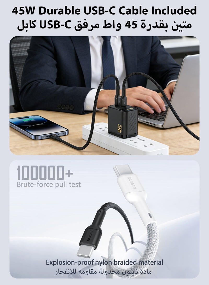 دوداو شاحن سامسونج 45 واط بتقنية GaN، شاحن سريع بمنفذي USB-C، شاحن جداري PD3.0 PPS صغير الحجم، شاحن تايب سي متوافق مع سامسونج Galaxy و iPhone 15 و Huawei، شاحن USB C سريع مع تحكم ذكي في درجة الحرارة - Image 5